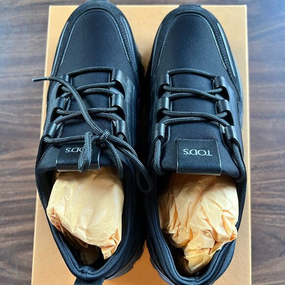 Tod\'s Men\'s Allacciata Black Sport Sneakers NIB $490 EUR 6.5 Fits like US 8-8.5